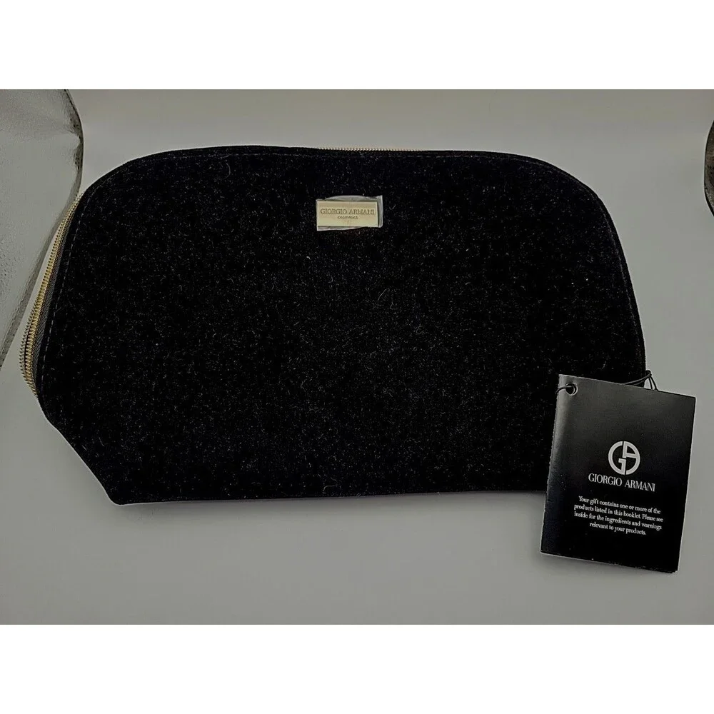 Giorgio Armani Parfums Black Velvet Makeup Cosmetic Bag, Travel Toiletry Pouch